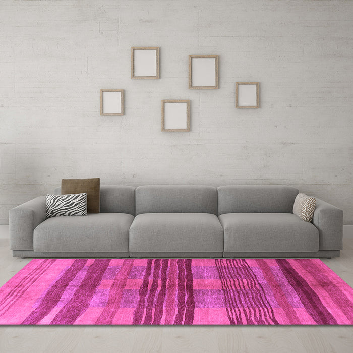 Machine Washable Abstract Purple Contemporary Area Rugs in a Living Room, wshcon354pur