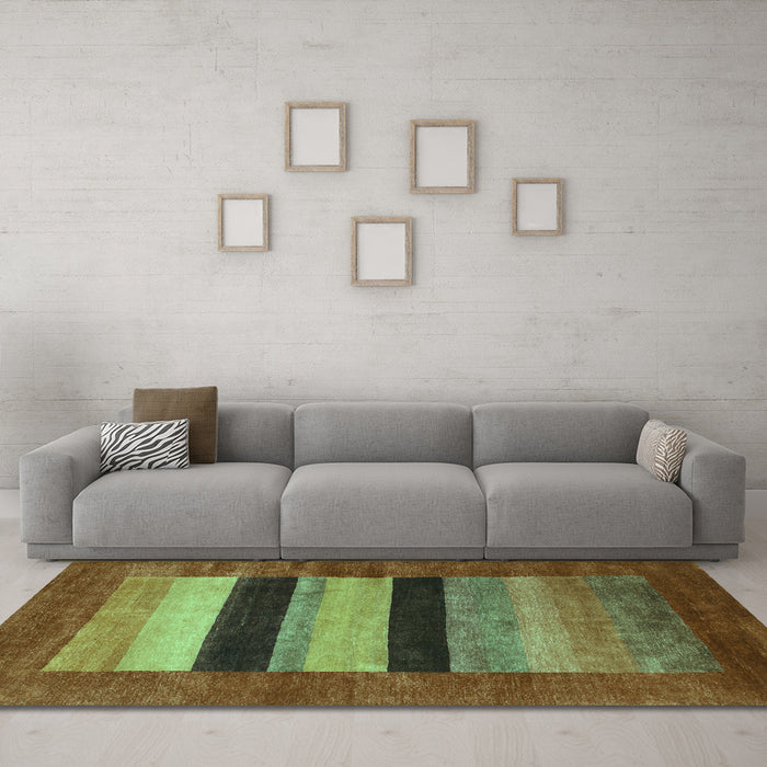 Machine Washable Abstract Turquoise Contemporary Area Rugs in a Living Room,, wshcon355turq