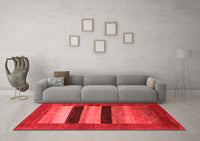 Machine Washable Abstract Red Contemporary Rug, wshcon355red