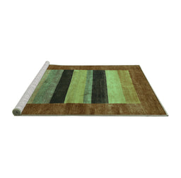 Sideview of Machine Washable Abstract Turquoise Contemporary Area Rugs, wshcon355turq