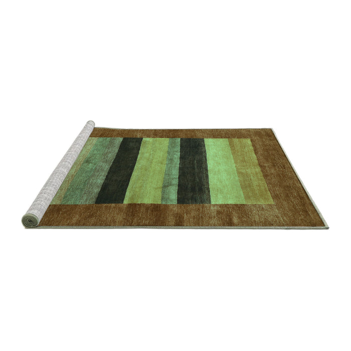 Sideview of Machine Washable Abstract Turquoise Contemporary Area Rugs, wshcon355turq