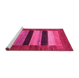Sideview of Machine Washable Abstract Pink Contemporary Rug, wshcon355pnk