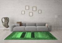 Machine Washable Abstract Emerald Green Contemporary Rug, wshcon355emgrn