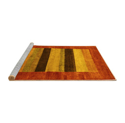 Sideview of Machine Washable Abstract Yellow Contemporary Rug, wshcon355yw