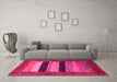 Machine Washable Abstract Pink Contemporary Rug in a Living Room, wshcon355pnk