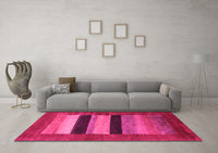 Machine Washable Abstract Pink Contemporary Rug, wshcon355pnk