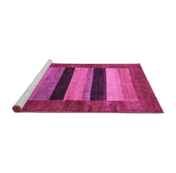 Sideview of Machine Washable Abstract Purple Contemporary Area Rugs, wshcon355pur