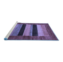 Sideview of Machine Washable Abstract Blue Contemporary Rug, wshcon355blu