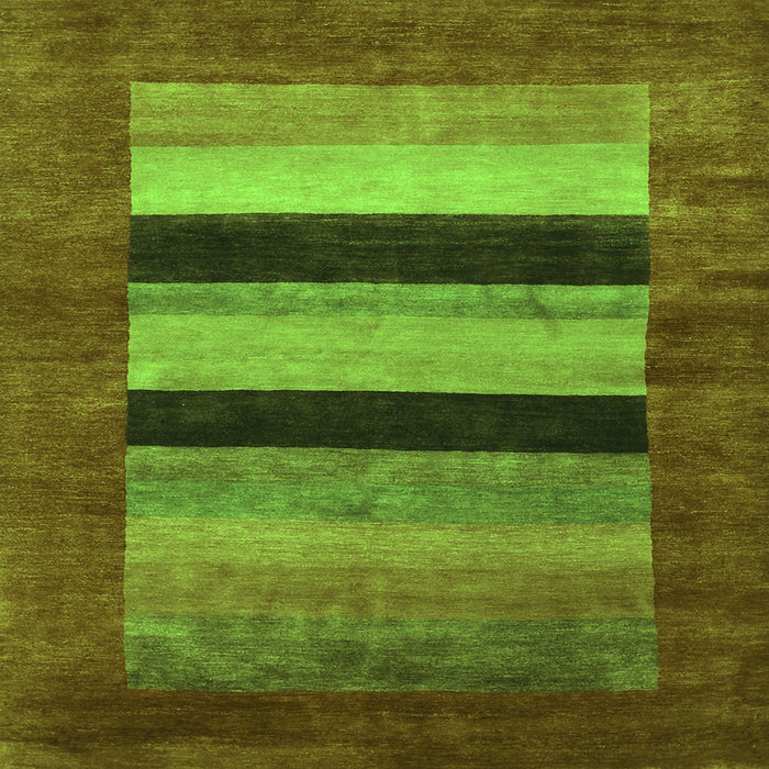 Serging Thickness of Abstract Green Contemporary Rug, con355grn