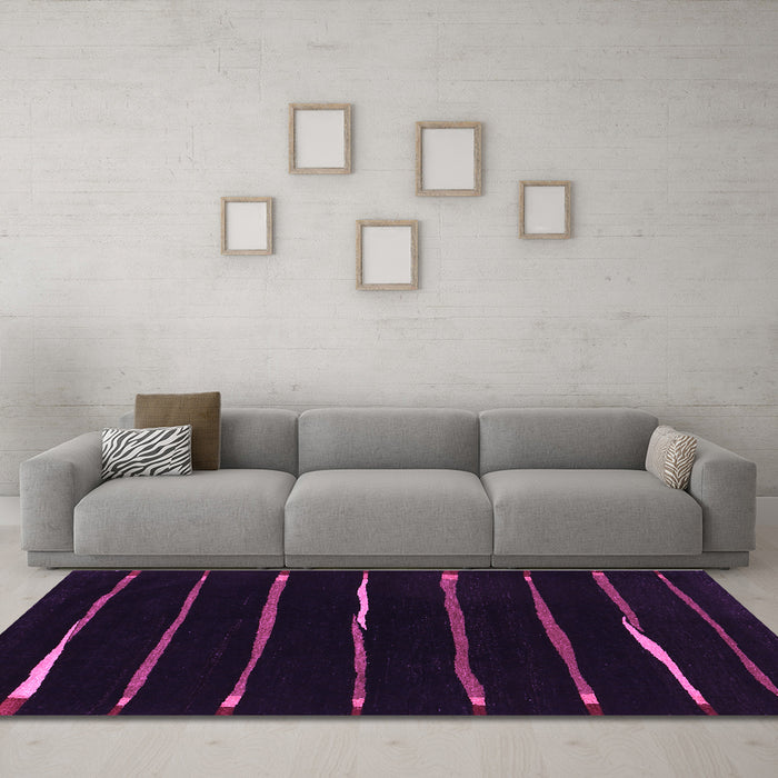 Machine Washable Abstract Purple Contemporary Area Rugs in a Living Room, wshcon356pur