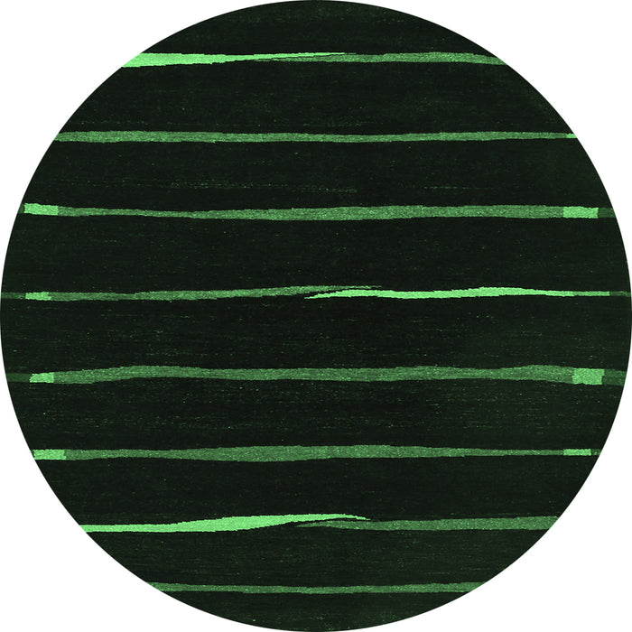 Round Machine Washable Abstract Emerald Green Contemporary Area Rugs, wshcon356emgrn