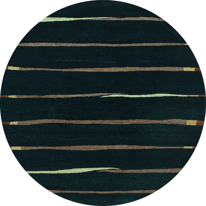 Round Abstract Light Blue Contemporary Rug, con356lblu