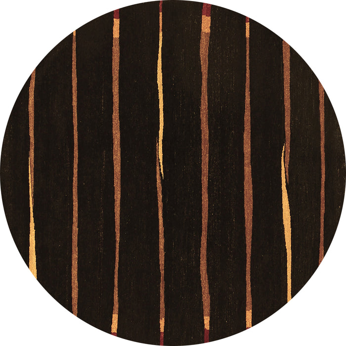Round Abstract Brown Contemporary Rug, con356brn