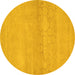 Round Abstract Yellow Contemporary Rug, con357yw