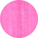 Round Machine Washable Abstract Pink Contemporary Rug, wshcon357pnk