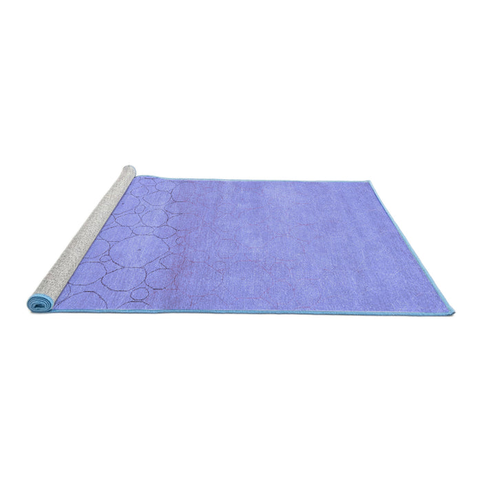 Sideview of Machine Washable Abstract Blue Contemporary Rug, wshcon357blu