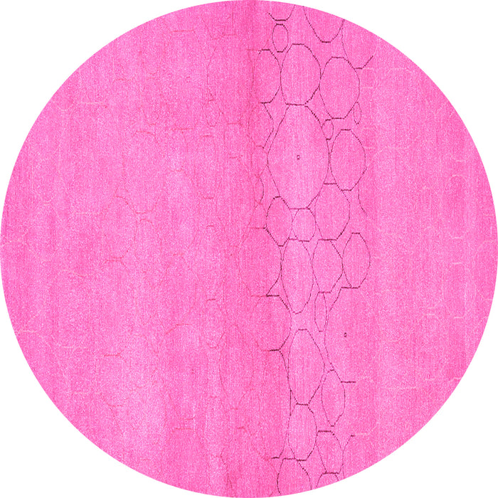 Round Abstract Pink Contemporary Rug, con357pnk