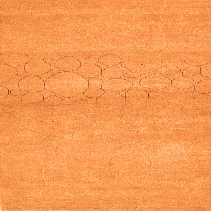 Round Machine Washable Abstract Orange Contemporary Area Rugs, wshcon357org