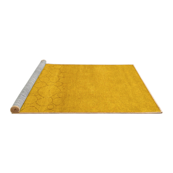 Sideview of Machine Washable Abstract Yellow Contemporary Rug, wshcon357yw
