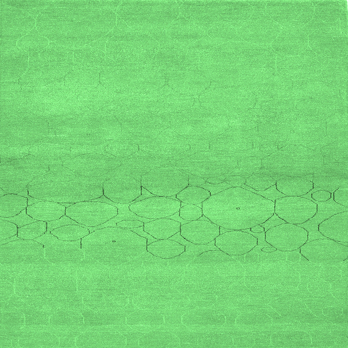 Square Machine Washable Abstract Emerald Green Contemporary Area Rugs, wshcon357emgrn