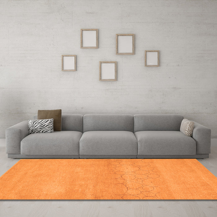 Machine Washable Abstract Orange Contemporary Area Rugs in a Living Room, wshcon357org