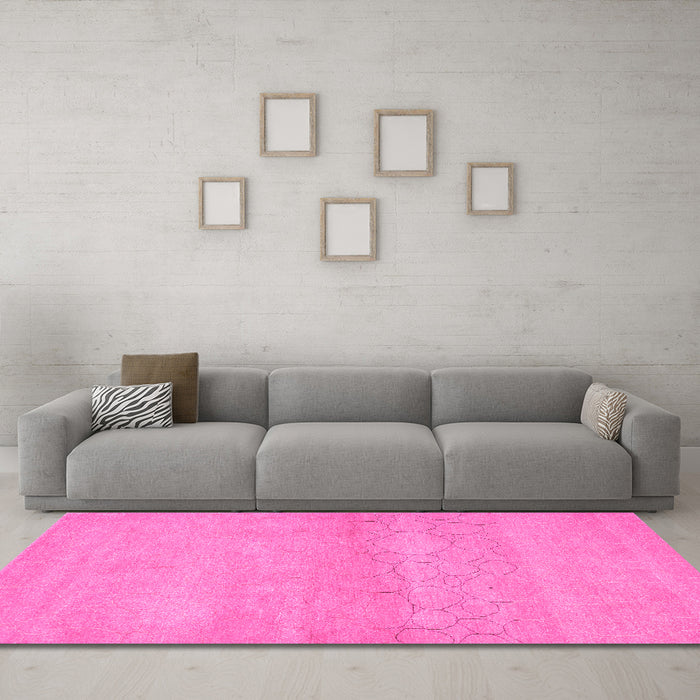Machine Washable Abstract Pink Contemporary Rug in a Living Room, wshcon357pnk