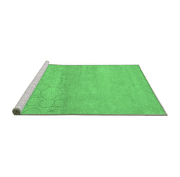 Sideview of Machine Washable Abstract Emerald Green Contemporary Area Rugs, wshcon357emgrn
