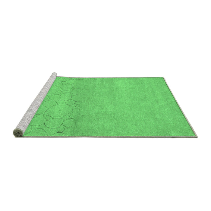 Sideview of Machine Washable Abstract Emerald Green Contemporary Area Rugs, wshcon357emgrn