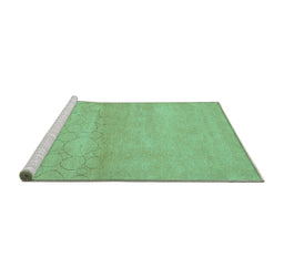 Sideview of Machine Washable Abstract Turquoise Contemporary Area Rugs, wshcon357turq
