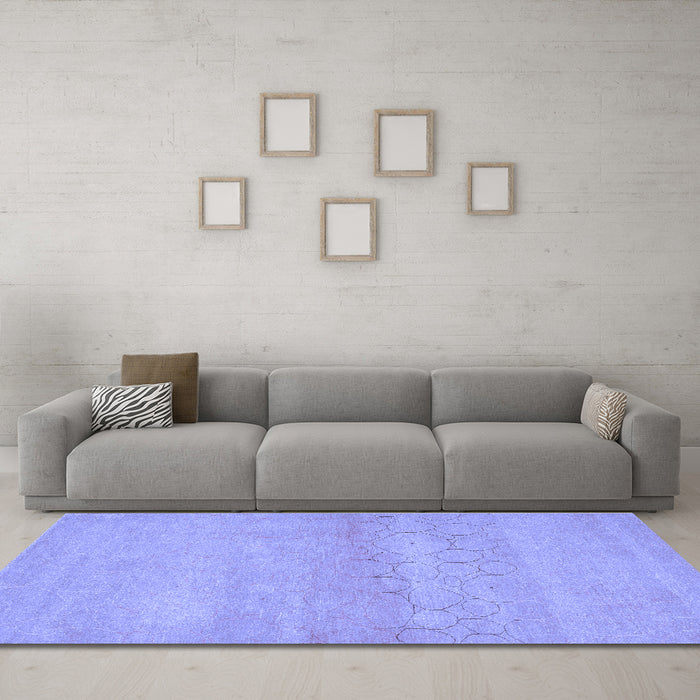 Machine Washable Abstract Blue Contemporary Rug in a Living Room, wshcon357blu