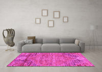 Machine Washable Abstract Pink Contemporary Rug, wshcon358pnk