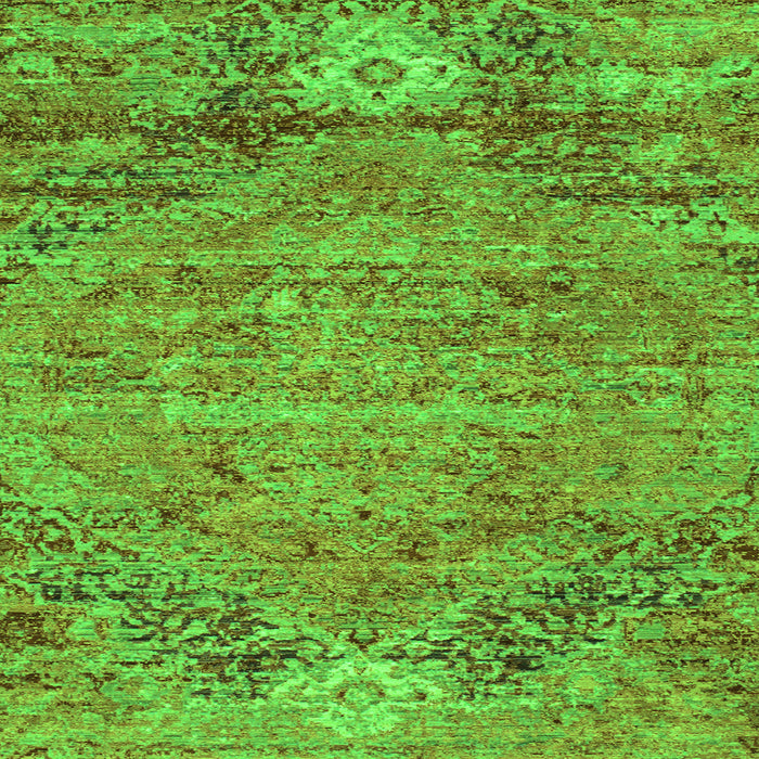 Round Machine Washable Abstract Green Contemporary Area Rugs, wshcon358grn