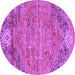 Round Machine Washable Abstract Purple Contemporary Area Rugs, wshcon358pur