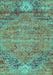 Machine Washable Abstract Turquoise Contemporary Area Rugs, wshcon358turq