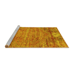 Sideview of Machine Washable Abstract Yellow Contemporary Rug, wshcon358yw