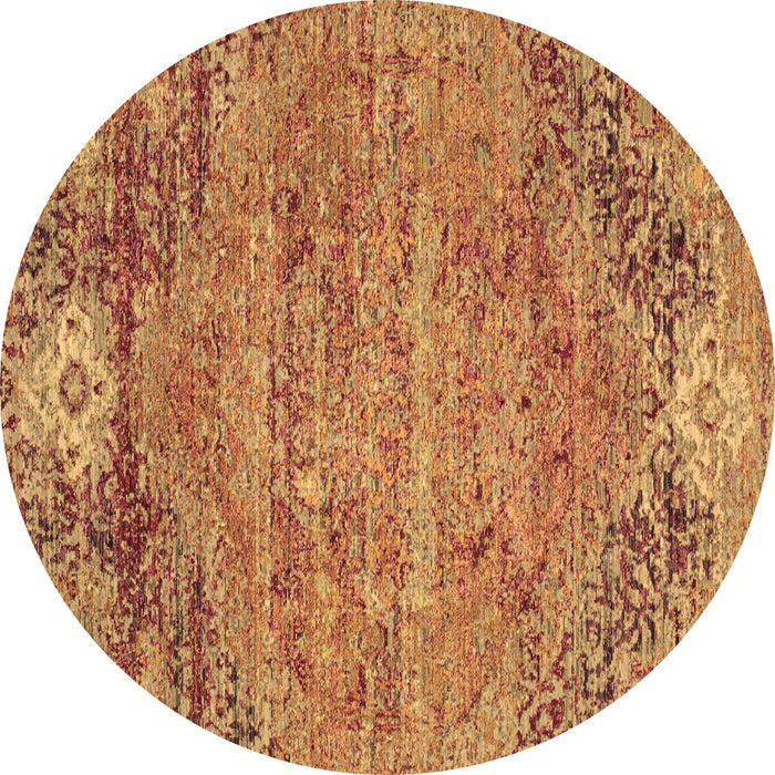 Round Abstract Brown Contemporary Rug, con358brn