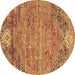 Round Abstract Brown Contemporary Rug, con358brn