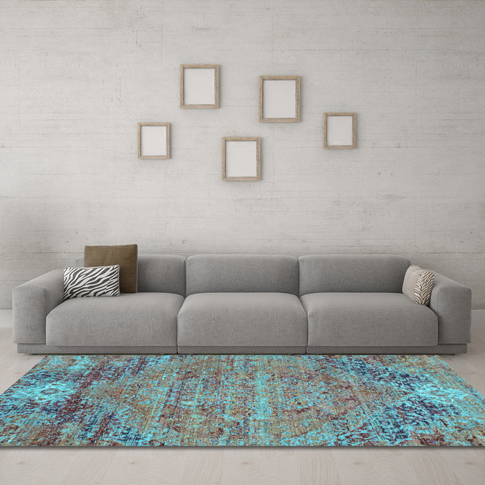 Machine Washable Abstract Light Blue Contemporary Rug in a Living Room, wshcon358lblu
