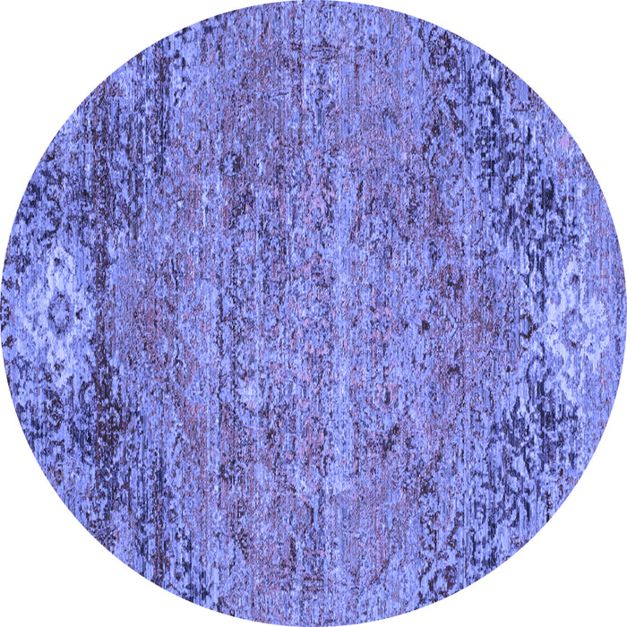 Round Machine Washable Abstract Blue Contemporary Rug, wshcon358blu