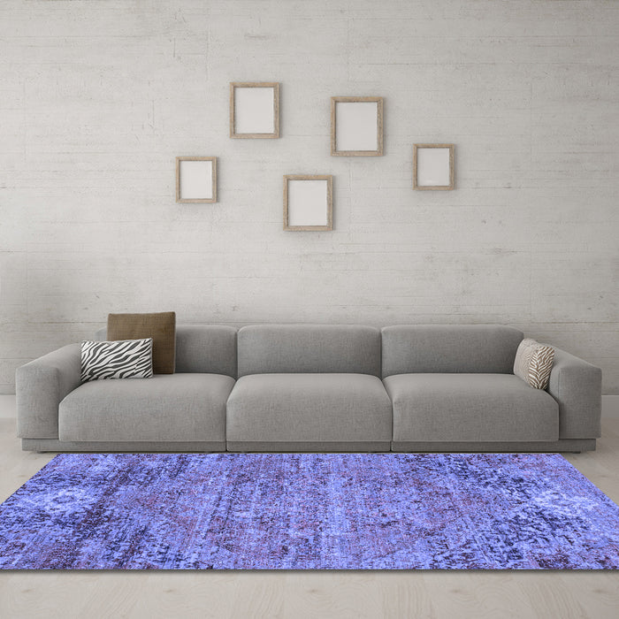 Machine Washable Abstract Blue Contemporary Rug in a Living Room, wshcon358blu