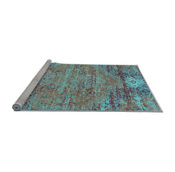 Sideview of Machine Washable Abstract Light Blue Contemporary Rug, wshcon358lblu