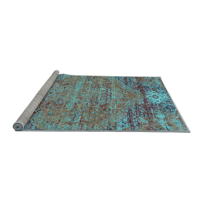 Sideview of Machine Washable Abstract Light Blue Contemporary Rug, wshcon358lblu
