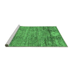 Sideview of Machine Washable Abstract Emerald Green Contemporary Area Rugs, wshcon358emgrn