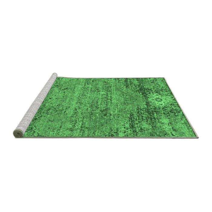 Sideview of Machine Washable Abstract Emerald Green Contemporary Area Rugs, wshcon358emgrn