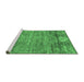 Sideview of Machine Washable Abstract Emerald Green Contemporary Area Rugs, wshcon358emgrn