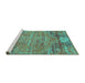 Sideview of Machine Washable Abstract Turquoise Contemporary Area Rugs, wshcon358turq