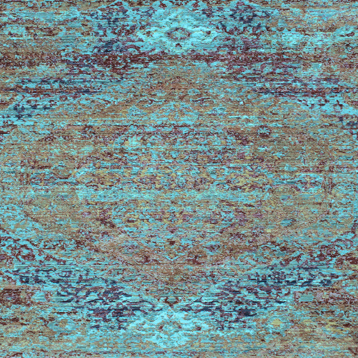 Square Abstract Light Blue Contemporary Rug, con358lblu