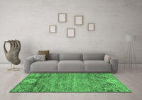 Machine Washable Abstract Emerald Green Contemporary Rug, wshcon358emgrn