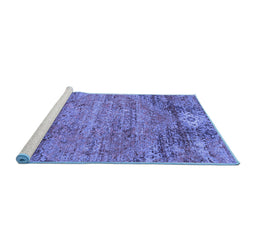 Sideview of Machine Washable Abstract Blue Contemporary Rug, wshcon358blu