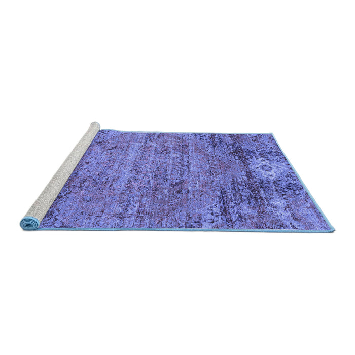 Sideview of Machine Washable Abstract Blue Contemporary Rug, wshcon358blu